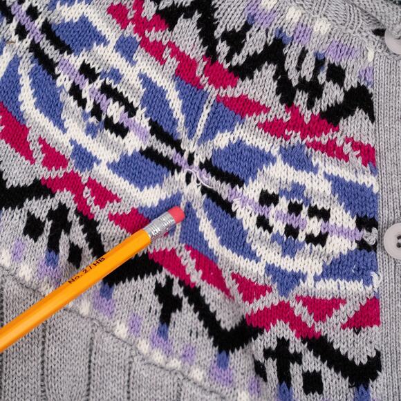 Woman Within Fair Isle Cable Knit Cardigan Sweater Size 18/20 100% Cotton Cozy - Picture 3 of 6